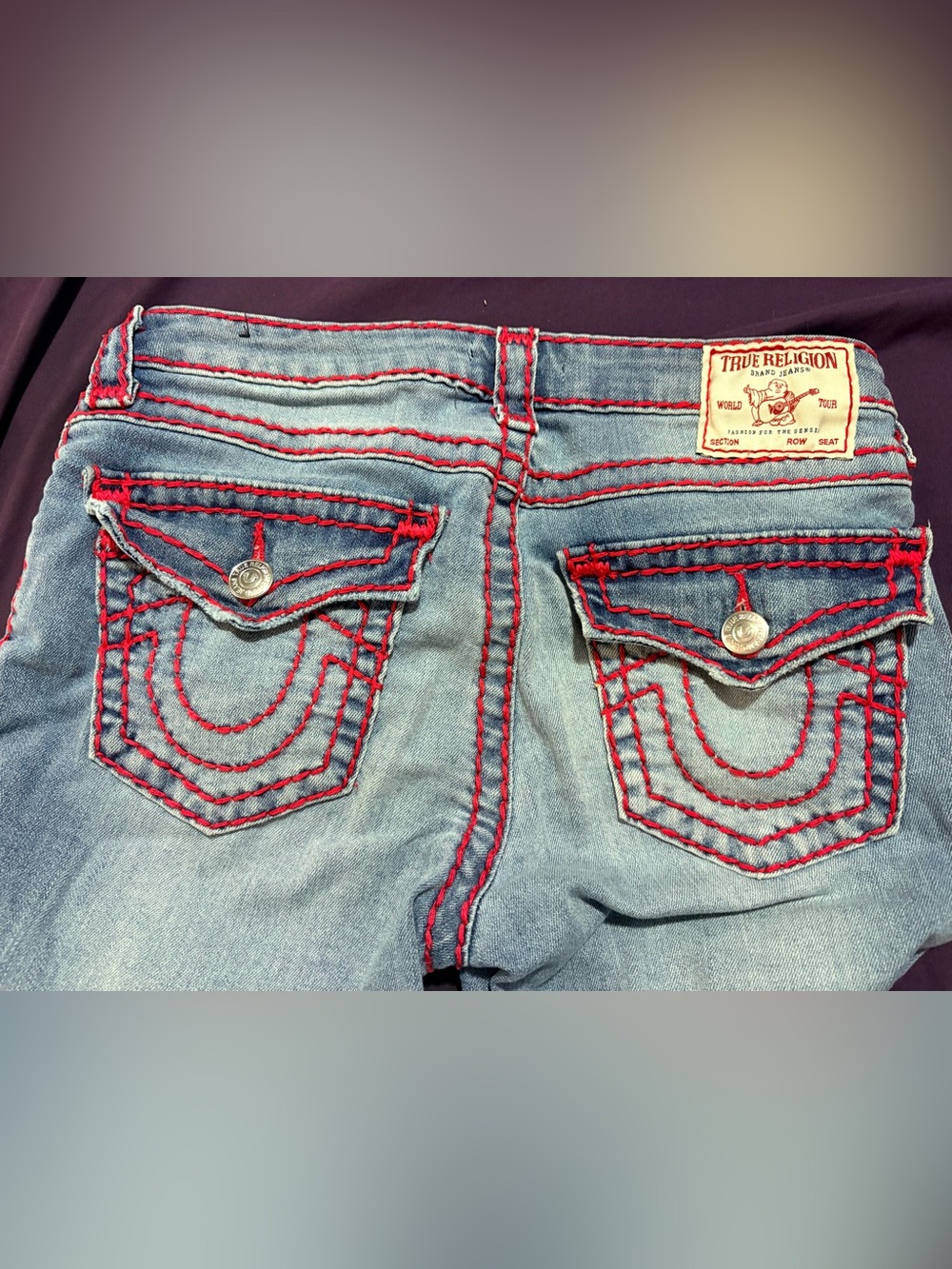 BECCA Light Blue Denim Bootcut Jeans with Red Contrast Stitching
